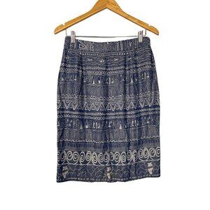 Vintage Bohemian Rayon Midi Skirt with Tribal Print